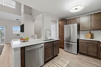 Espresso colored, shaker style cabinetry
